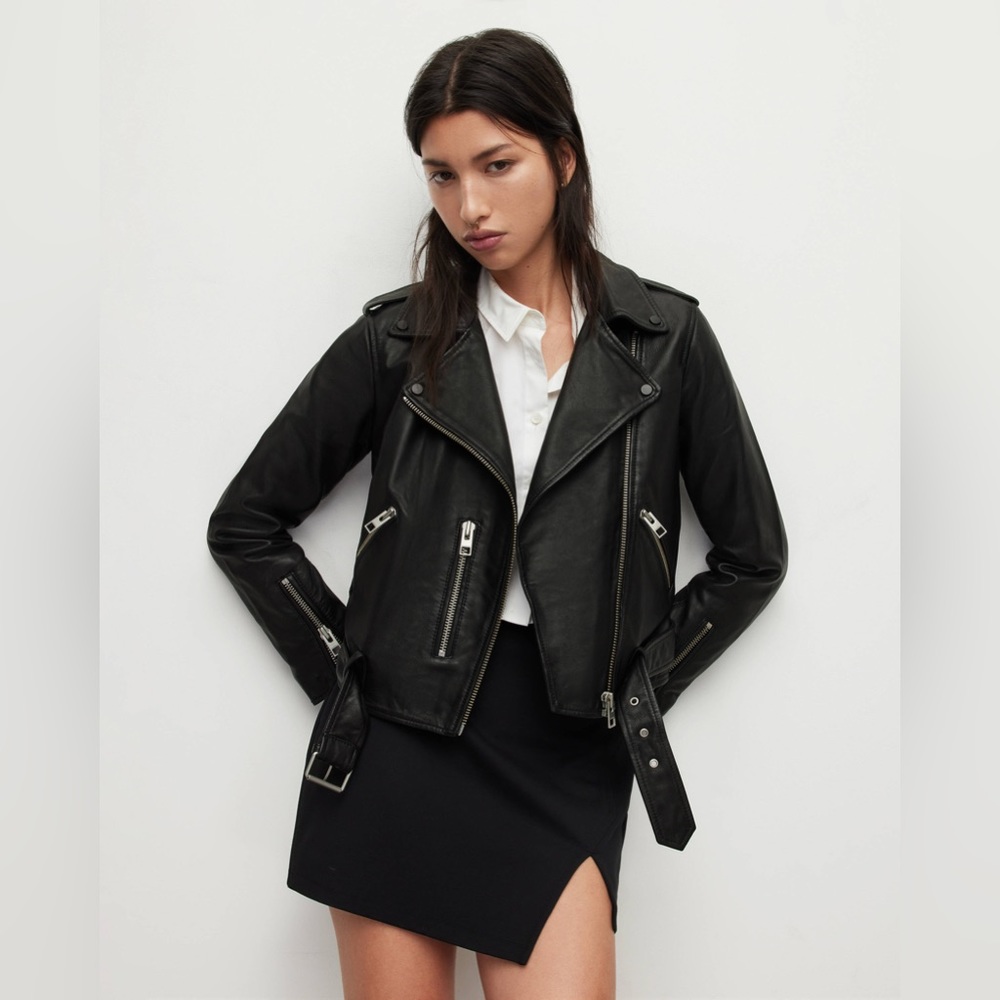 All Saints Balfern Leather Biker Jacket Size 0